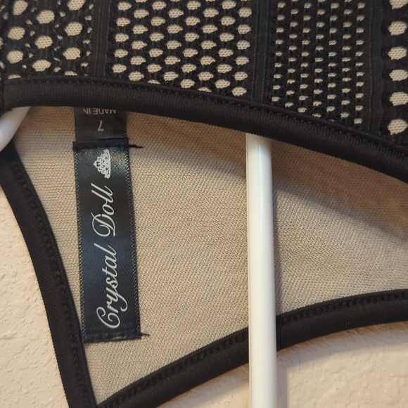 Crystal Doll Black and Tan Mesh Midi Dress Size 7 - Picture 3 of 9